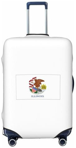 axzttupy Grande copertura per valigia con stampa bandiera dello stato dell'Illinois, adatta a quasi tutti i bagagli, protezione personalizzata per bagagli da viaggio, Nero , M