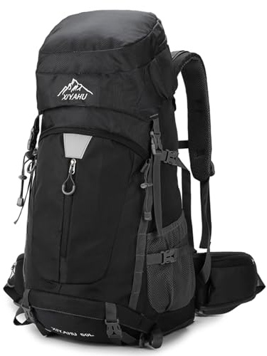 Vandringsryggsäck 60 l nylon ryggsäck för män kvinnor vattentät reseryggsäckar utomhus campingväska med regnskydd