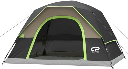 CAMPROS CP 4 Person Camping Tent, Waterproof Dome Tent with Rainfly, Easy Setup Portable Tent with Mesh Window & Carry Bag for Camping