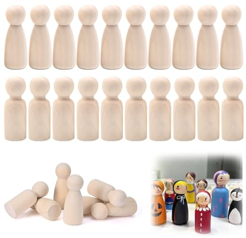 20 personaggi in legno incompiuti fai da te, statuette in legno naturale, 55 mm (10 maschio + 10 femmina), per decorazioni di compleanno, pittura, Natale, artigianato e matrimoni