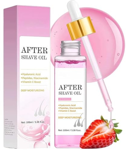 Shaving Oil for Women, 100ml After Shave Treatment with Vitamin C & Peptides, Soothes Razor Burn & Prevents Ingrown Hairs, Strawberry Scented Gentle Formula for Dry Skin