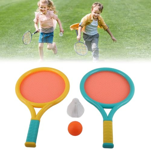 Fabater Barnbadmintonracket, Halkbeständigt Lätt Badmintonracket för Barn, Badmintonracketsats med 2 Racketar 2 Bollar för Småbarn