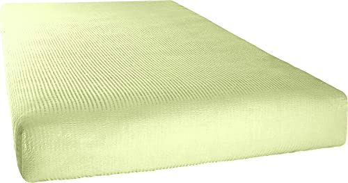 Erwin Müller Spannbettlaken Edel-Seersucker, Spannbetttuch Serie Wertingen - für die warme Jahreszeit, temperaturausgleichend, Luftzirkulation, mit Rundumgummi - apfelgrün Größe 150x200 cm