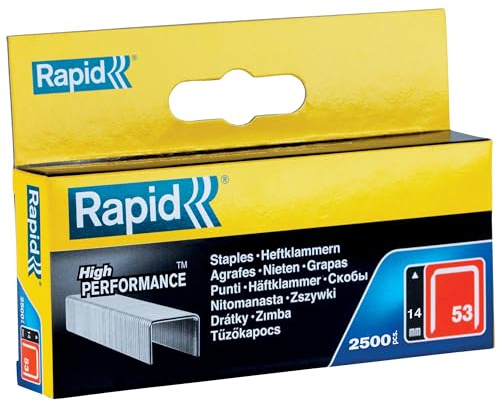 Rapid Paquete de 2500 Grapas N.53/6 para Tejido y Decoraciones en Acero Galvanizado, Estructura de Hilo Fino, Longitud de Pierna 6 mm