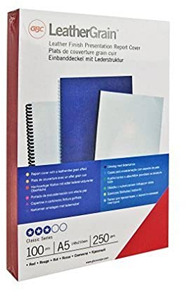 GBC CN040030 Einbanddeckel LeatherGrain Retail Pack, A4, Karton, 250 g/qm, 25 Stück, rot