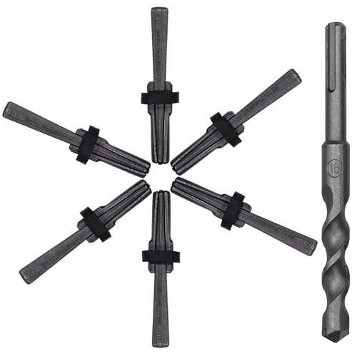 Csdtylh 6PCS Rock Splitting Wedges and 1PCS Rotary Hammer Drill Bit, Wedge and Feather Shims, Stone Splitter Tools for Granites, Concretes, Boulders, Volcanic Rocks, Limestone Rocks