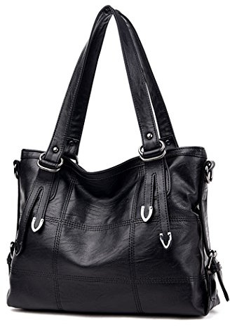 DEERWORD Damen Taschen Handtasche Frauen Elegant Tasche Henkeltasche Vintage PU-Leder 5369 1-teilig set Schwarz
