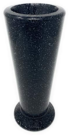OPTIMUM Slim Memorial Cemetery Flower Vase - Plastic (Blacker Granite) with Metal Ground Spike, Grave Marker, Decorations for Gravesite, Headstone Flowers Holder, Garden Lawn & Yard