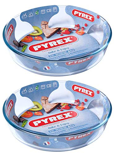 Pyrex Classic Bake & Enjoy Glass Cake Dish 26cm 2.1 Litre Transparent (Pack of 2)