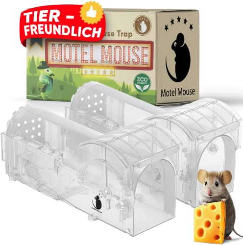 Motel Mouse Piège a Souris Vivante pour Intérieur & Extérieur - Facile à Utiliser, Facile à Nettoyer, Réutilisable, Libération sans Contact - Livré avec Manuel d'instructions et Vidéo en Français