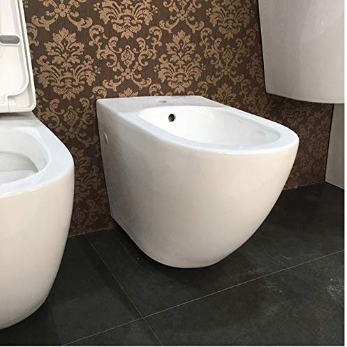 GT-LUX SANITARI BAGNO WC - BIDET IN CERAMICA FILO MURO SOSPESO | PAVIMENTO TERRA COPPIA O SINGOLO S SCELTA DESIGN CERAMICA TOILETTE GABINETTO RALLENTY SOFT (BIDET SOSPESO MR8831F)
