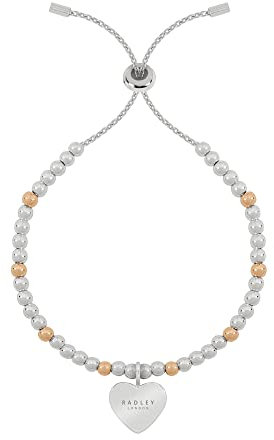 Radley Ladies Silver Plated Friendship Bracelet with Rose Gold Plated Balls and Etched Heart Pendant RYJ3165S