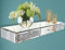 Estante de pared con espejo con cajón, vitrina flotante de diamantes de cristal, tocador decorativo de diamante triturado con espejo plateado, hermoso juego de TV brillante, decoración artística de