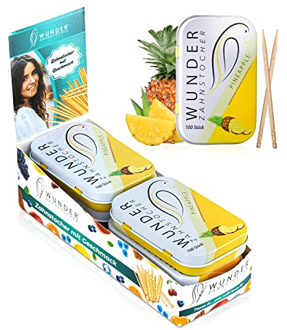 Wunder Zahnstocher Display (6er Pack) - Zahnstocher mit Geschmack - Plastikfreies Kaugummi - hilft gegen Mundgeruch - Raucherentwöhnung - frischer Atem mit Aromatisierte Zahnstocher - Zuckerfrei