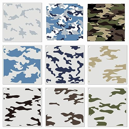 Plantillas con estampado de camuflaje para pintura en aerosol, plantillas con patrón de camuflaje para barco, madera, manualidades, lona, papel y tela (camuflaje)
