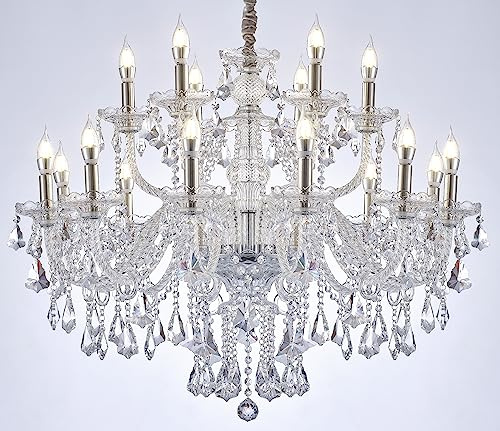 ARRKOYAA Clear 18 Lights K9 Crystal Chandelier,Chandeliers for Dining Room,Bedroom,Living Room, Candle Pendant Lamp Ceiling Lighting, 39 inch x32 Inch (Color: Clear) with 18pcs 5W E12 LED Bulbs.