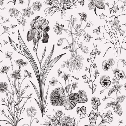 VEELIKE Papel Pintado Hojas Beige Vintage Papel Autoadhesivo Pared Flores Papel Adhesivo para Muebles Baño Tropicales Fotomurales Decorativos Pared Dormitorio Papel Tapiz Floral Salon 44.5cm×300cm