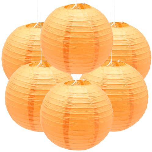 Ruidee 6 Pezzi Lanterne di Carta 30cm Lanterna di Carta Rotonde da Appendere in Carta Lanterne Lanterna di Carta per Decorare Luci e Decorazioni per Matrimoni Compleanni Diametro (ZDL/Orange)