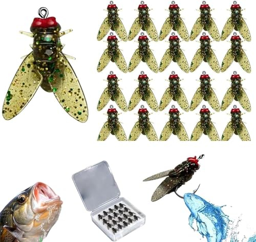 20 Stück Bionic Fliegenfischen Soft Bait, Bionische Köder Fisch Lockstoff Angelausrüstung, kleine Fliege Haken Fliegenfischer Köder, Silikon künstliche Fischköder mit geschärften Haken (Gelb, 15mm)
