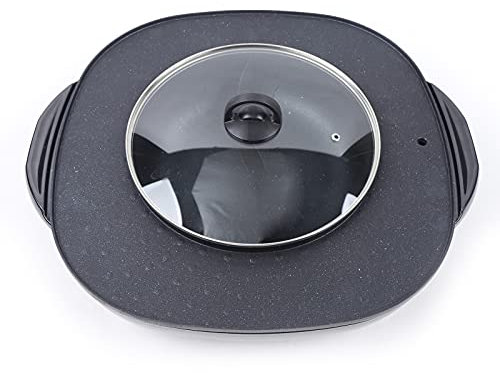 Hot Pot und Tischgrill, 4000W Elektrischer Hot Pot Grill Schweizer Antihaftbeschichtung Korean BBQ, Hotpot, Thai Hot Pot Topf, Geteiltes Design für 5-6 Personen