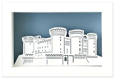 Cornice panoramica Napoli - Castel Nuovo (formato 30 x 20 cm) - prodotto interamente realizzato a mano con la carta.