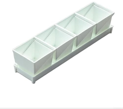 Juego de macetas de plástico para alféizar de ventana, con bandeja de drenaje para plantar hierbas vegetales en el hogar, macetas cuadradas de jardín para interiores y exteriores, color blanco (modelo