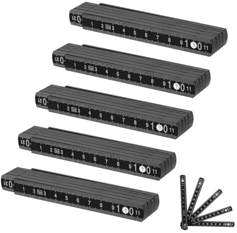 prota 5 Stück Zollstock, 1 Meter Gliedermaßstab aus Kunststoff, Zollstöcke Skalierbar für Tischler Baustellen und Heimwerkerprojekte