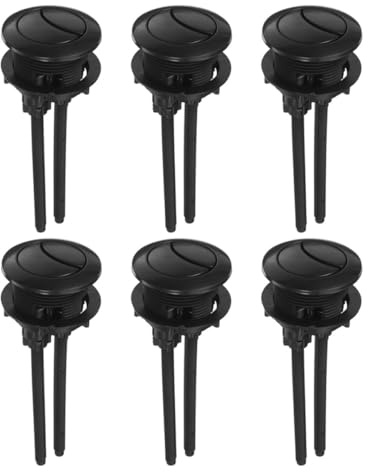 VILLFUL 6 Pezzi Pulsanti di Scarico Doppio per Cassetta Wc Neri Ricambio per Piccoli e Grandi Volumi D’Acqua Installazione Rapida per Bagno Moderno e Tradizionale
