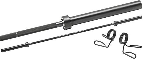 Bad Company Langhantelstange 220 cm 28mm Olympia Federstahl schwarz- Langhantel ohne Gewichte mit Kugellager inkl. Federverschlüsse 50/51 mm - Hantelstange lang bis 750 kg belastbar