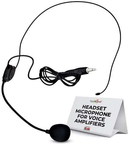 Voicebooster Speak Out Headset Microphone Lightweight Adjustable Boom Mic with Feedback Control - 3.5mm Plug for Voice Amplifiers for Public Speaking, Classroom Teaching, Tour Guiding