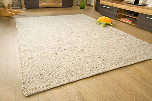 Steffensmeier Murnau Handwebteppich - mit Fusselstopp - aus nachhaltiger, Deutscher Produktion - gewalkt - Natur braun, Größe: 90x160 cm