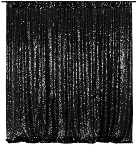 3E Home Black Sequin Backdrop,122x213cm(4Ftx7Ft) Glitter Photo Booth Background for Halloween Birthday Wedding Party Decoration