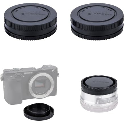 Camera Rear Lens Cap & Body Cap Cover for Sony E Mount A1 A7C A7R IV III A7 III II A7S III II A6600 A6500 A6400 A6300 A6100 A6000 Replace Sony ALC-B1EM -2 Packs