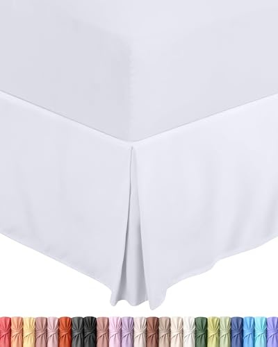 Utopia Bedding Valance Sheet Single, OEKO-TEX Certified, Soft Brushed Polyester Microfiber, Fits Under the Mattress, Pleated Base Bed Skirt with a Drop of 40 cm (White)