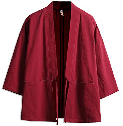Seidarise Men's Kimono Traditional Japanese Clothing Male Cardigan Noragi Jacket Yukata Coat Haori