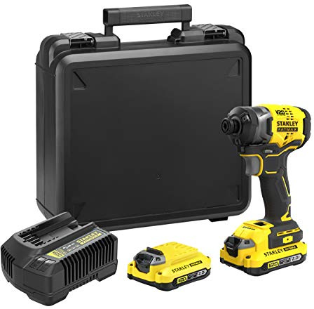 Stanley-fatmax Stanley FATMAX V20 Cordless Impact Driver 18 V Li-Ion Brushless Motor 190 Nm 3800 cp/min with 1 Case 2 x 2 Ah Batteries SFMCF820D2K-QW
