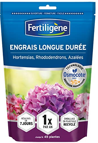 FERTILIGENE OSHORTN - Engrais Granulés Longue Durée Osmocote Max Hortensias, Rhododendrons 700 g - Pratique, 1 seule application par an - Protège les racines - Résultats dès 1semaine - Pour 45 plantes