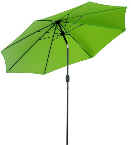 Outsunny 2.7M Garden Parasol Umbrella with Glass Fibre Ribs and Aluminium Frame, Tilting Sun Shade Shelter Canopy, Light Green