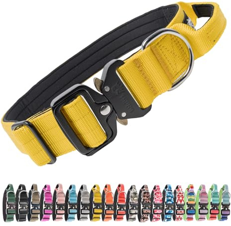 TSPRO Collare Tattico Cane, Fibbia a Sblocco Rapido, Maniglia, Largo 3,8 cm