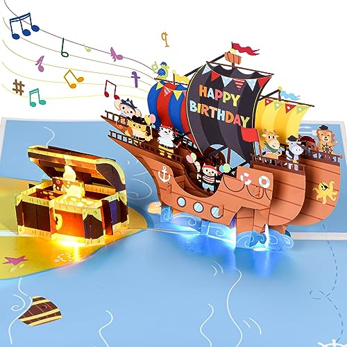 Tarjeta de cumpleaños con música, tarjeta de cumpleaños para niños de 1 año, 2/3/4/5/6/7/8/9 años, tarjeta de cumpleaños con vela LED, tarjeta de cumpleaños 3D, tarjeta de canto, tarjeta de cumpleaños