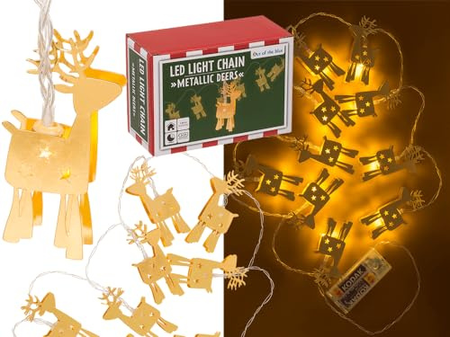 Out of the blue 3D-LED-Lichterkette,Metallic Deers, mit 10 LED, mit Timer-Funktion, für 2 x Mignon (AA) Batterien, Geilb