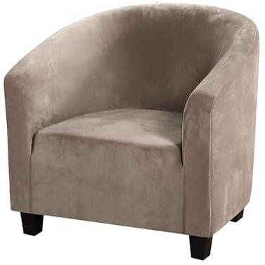 HOMECOVER Sesselschoner Elastisch Sesselhusse Sesselüberwurf Velours Sesselbezug mit Armlehnen Schonbezug für Clubsessel Für Einzelsofa Clubsessel Cocktailsessel-Taupe-Large