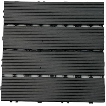 Home Hacks Composite Decking Tiles – WPC Garden Floor Tiles – Set of 11 Interlocking Wood Effect Terrace Tiles Flooring with Click System, Hot Tub Decking Board, 30 x 30cm Deck Tiles (Dark Grey)