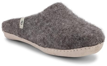 egos Zapatillas de estar por casa para hombre y mujer, cálidas y cómodas, para invierno y verano, zapatillas de fieltro hechas a mano para mujer de lana 100% natural, marrón madera, 43 EU