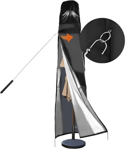 Housse de protection imperméable pour parasol de marché 2 m/3 m,parasol de jardin,parasol de balcon,housse de parasol 420D avec tige,avec fermeture éclair,ventilation (180x27x56 cm)