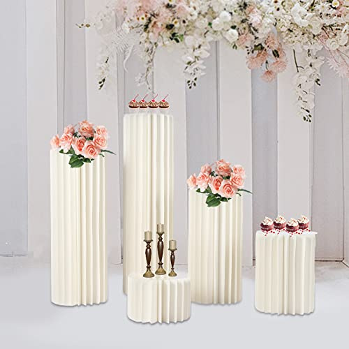 5 pezzi di cartone per matrimonio, colonna di fiori, pieghevole, in cartone, bianco, a forma di cilindro, per matrimoni, feste, compleanni, decorazione da tavolo (5 pezzi 20/40/60/80/100 cm)