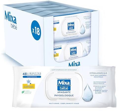 Mixa Physiological Soothing Baby Wipes - Pack of 48