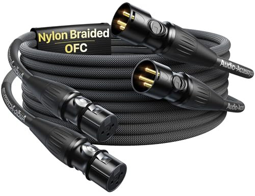 AA AUDIO ACCESSORY XLR Kabel 2M 2 Stück, Goldbeschichtete Neutrik REAN Stecker, Mikrofonkabel mit Kevlar-verstärktem Nylon-Geflecht, Alu- & OFC-Doppelschirmung, für Shure