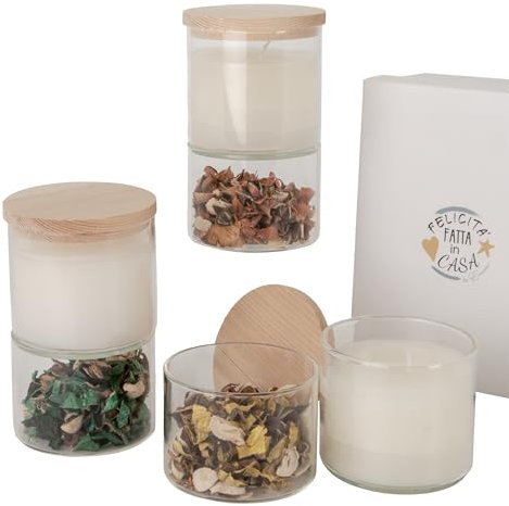 Doni Bomboniere Comunione 1 pz Candela Cilindrica con all'Interno Cresima Matrimonio Anniversario Idee Regalo Complete Originali Economiche