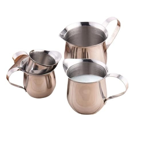 WENYOG Bricco Latte Brocca for Tazza di Latte di 4 Dimensioni, Misura in Acciaio Inossidabile, brocca for tè, Cappuccino, Latte, Tazza di Schiuma, Cucina(60ml Percent 2oz)